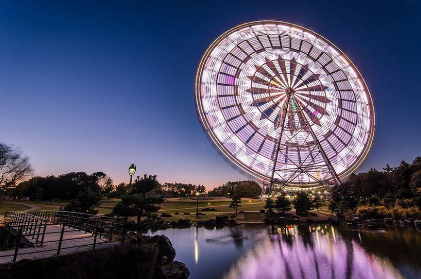 Ferris wheels on long exposure