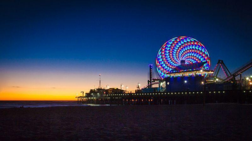 Ferris wheels on long exposure