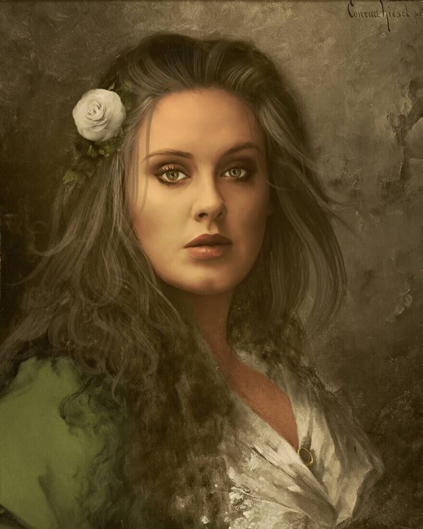 French artist paints portraits of celebrities in classical style