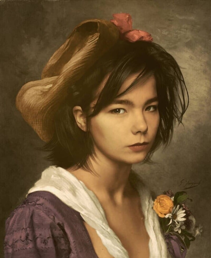 French artist paints portraits of celebrities in classical style