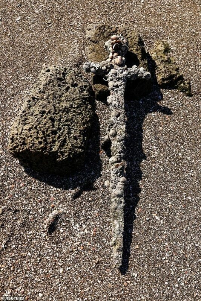 Frente a la costa de Israel, un buceador descubrió una espada cruzada de 900 años Frente a la costa de Israel, un buceador descubrió una espada cruzada de 900 años