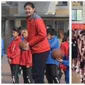 Future basketball star: A 14-year-old schoolgirl from China impresses with a huge growth