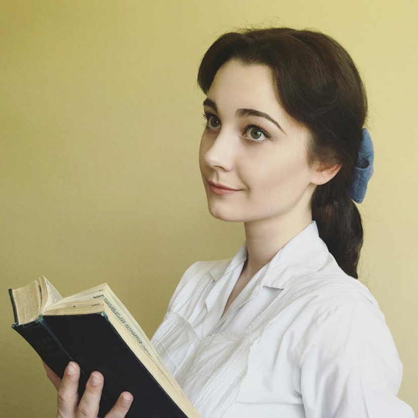 Girl recreates vintage images