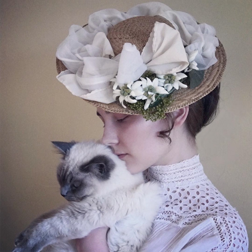 Girl recreates vintage images