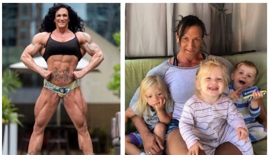 Granny-Hulk: a woman with steel muscles is happy to nurse her grandchildren