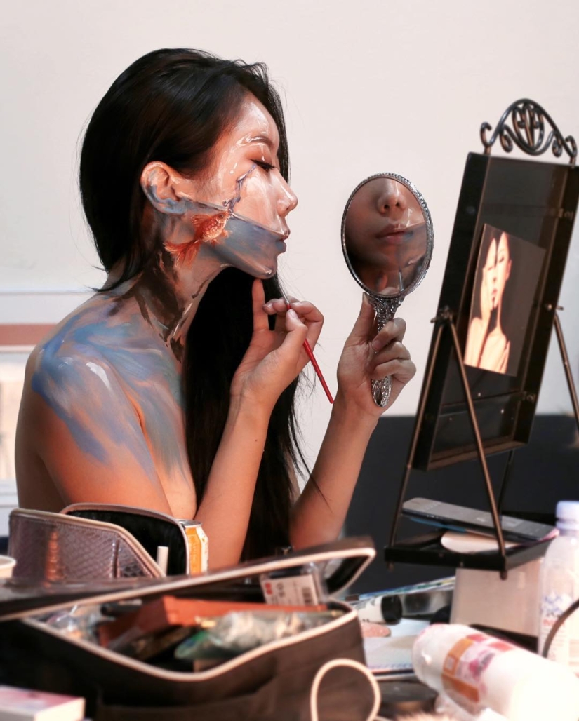 Hermosas quimeras: maquilladora de Corea explota el cerebro con ilusiones ópticas de maquillaje