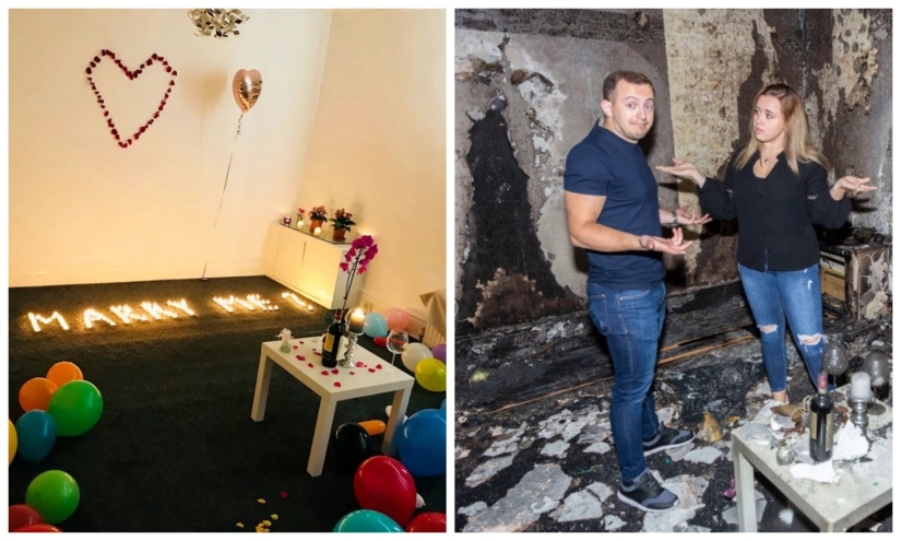 Hot love: a guy burned down an apartment, making a marriage proposal to his beloved