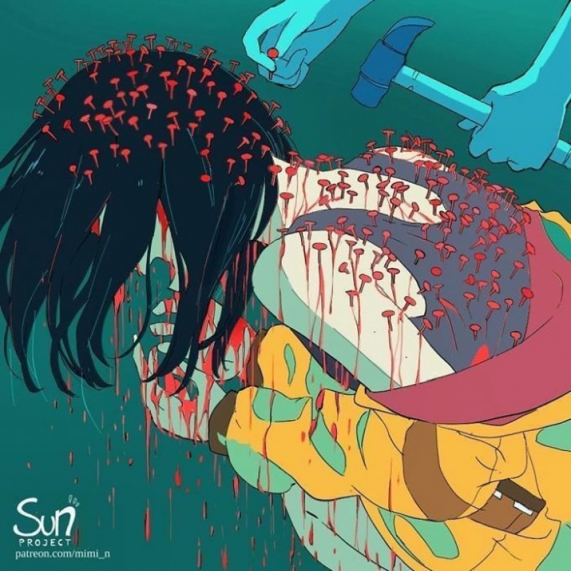 Illustrations reflecting what's wrong with our society