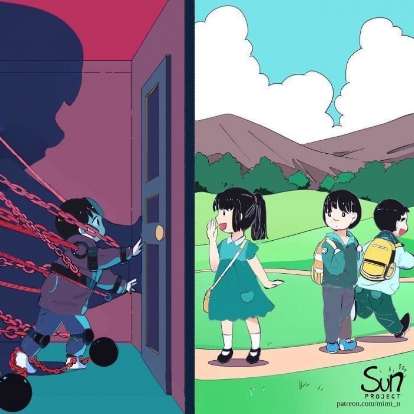 Illustrations reflecting what's wrong with our society