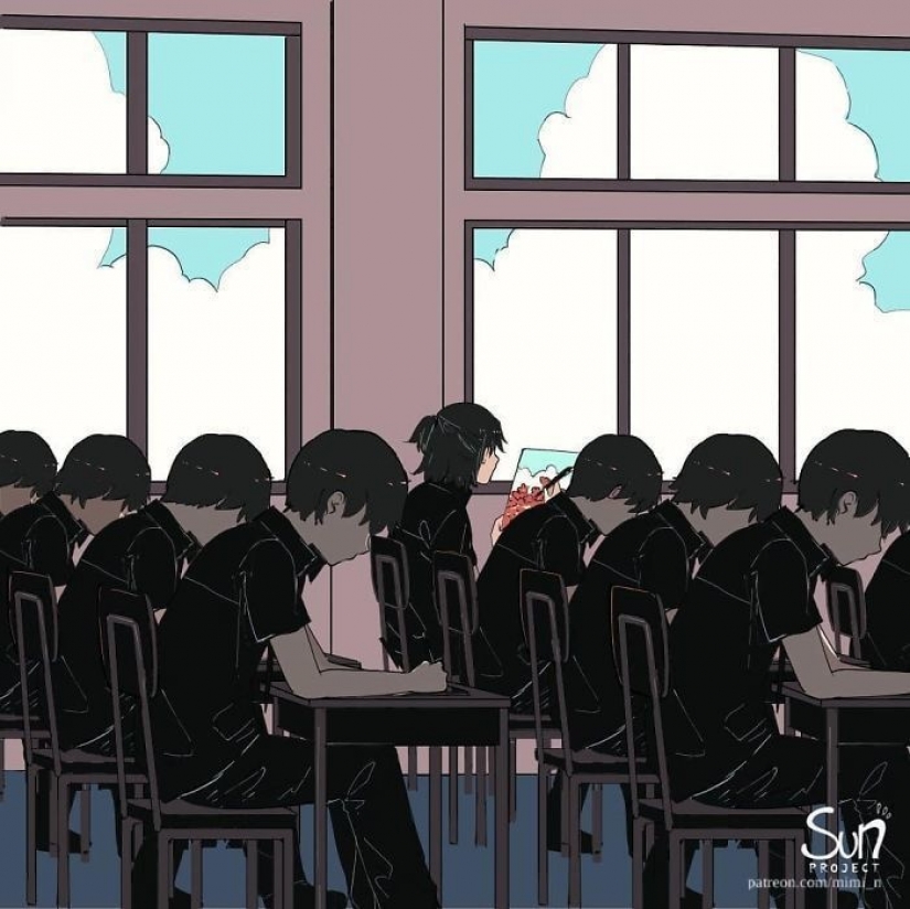 Illustrations reflecting what's wrong with our society