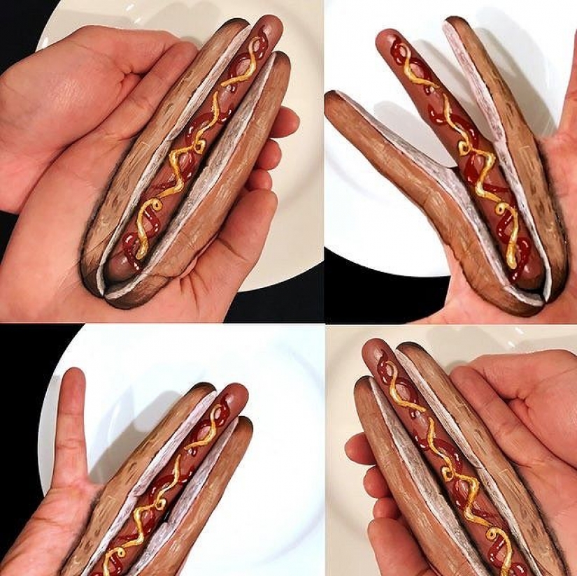 "I'm going to gnaw your face now": a Canadian make-up artist draws burgers, rolls and pizza on women's faces