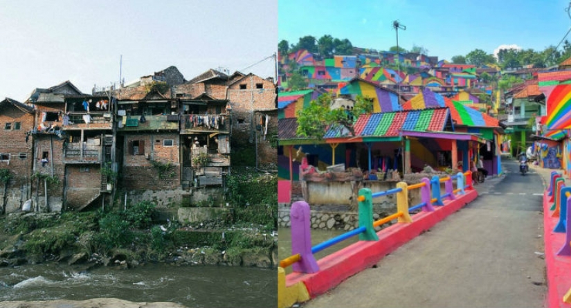 In Indonesia, for 22 thousand dollars, they turned a slum into a rainbow corner