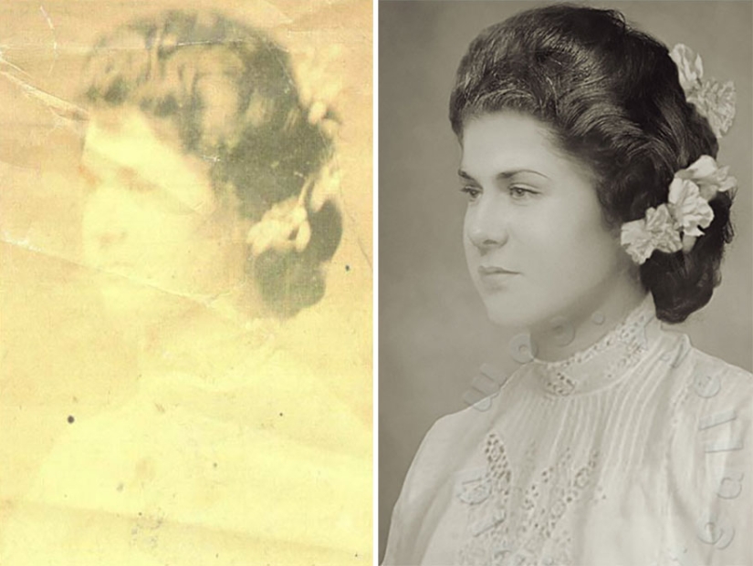 Incredible examples before and after restoring old photos from a Ukrainian retoucher