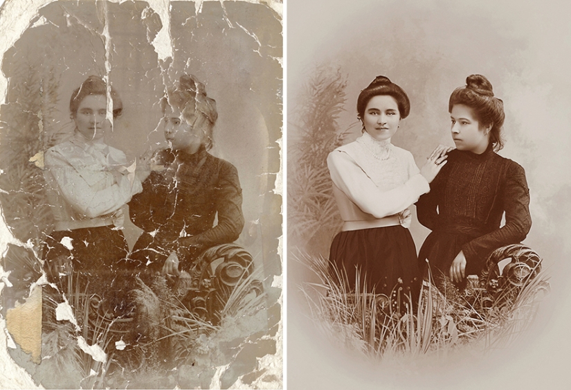 Incredible examples before and after restoring old photos from a Ukrainian retoucher
