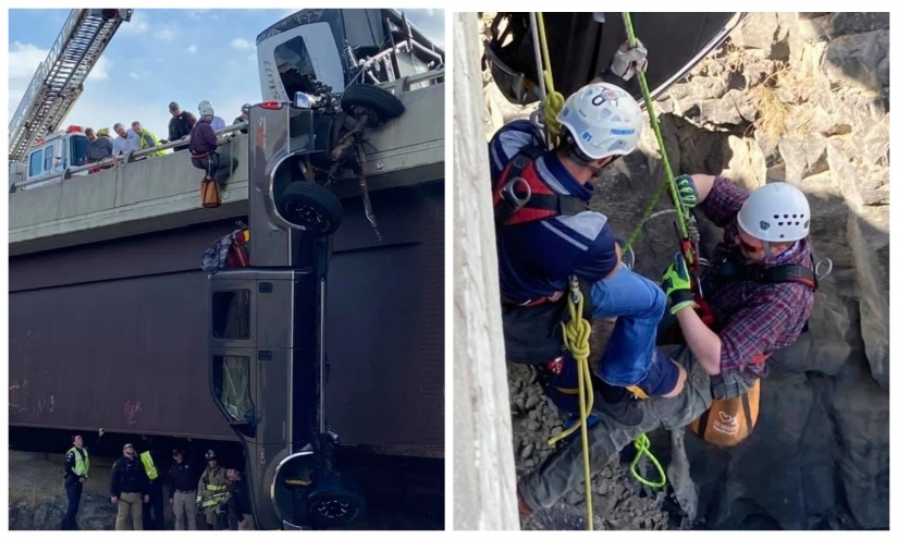 Incredible rescue: how you pulled a couple of pensioners out of a pickup truck, hanging above the precipice in Idaho