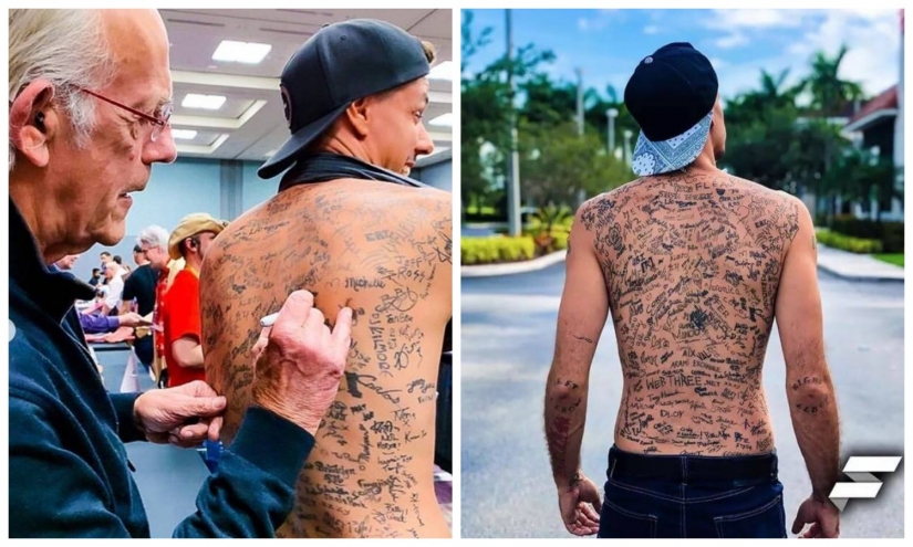 ¡Inscríbete! El influencer estableció un récord mundial al aplicar 225 autógrafos de tatuajes en su espalda ¡Inscríbete! El influencer estableció un récord mundial al aplicar 225 autógrafos de tatuajes en su espalda