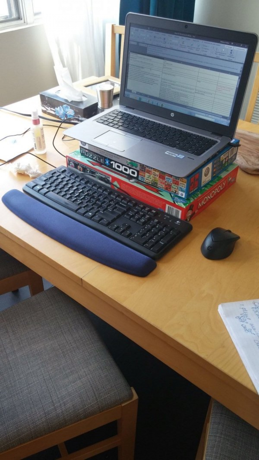 Is: people showed how they have to work from home in quarantine