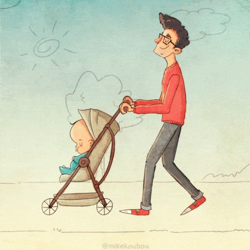 La falta de sueño, el caos, y el llanto: el artista mostró el contraste entre la expectativa y la realidad de la crianza de los hijos