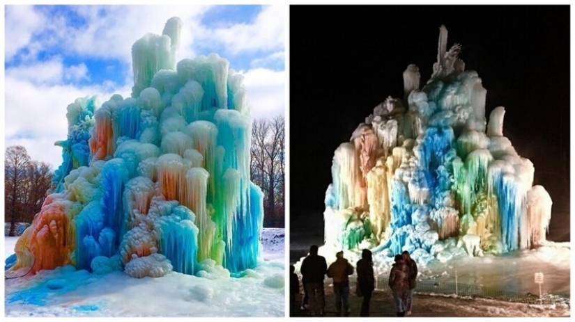 La familia construye una casa al lado de una enorme escultura de hielo cada Navidad La familia construye una casa al lado de una enorme escultura de hielo cada Navidad