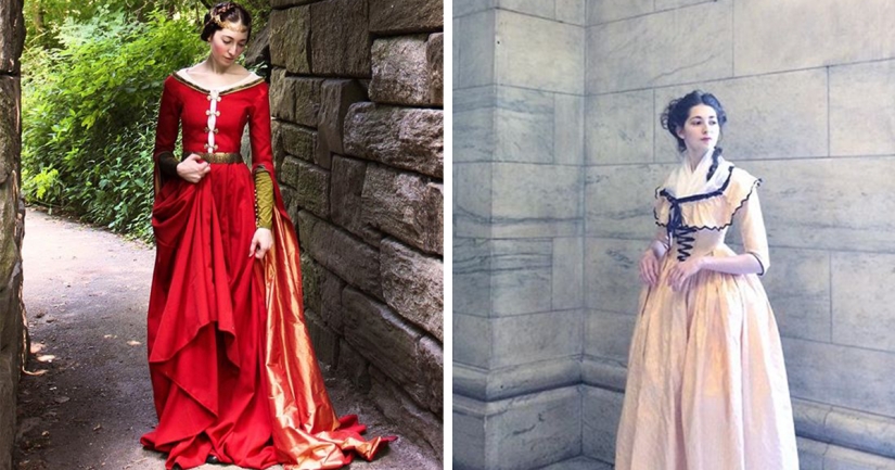 La moda de los viajes en el tiempo: una chica en la histórica ciudad de trajes estaba fascinado por la Red