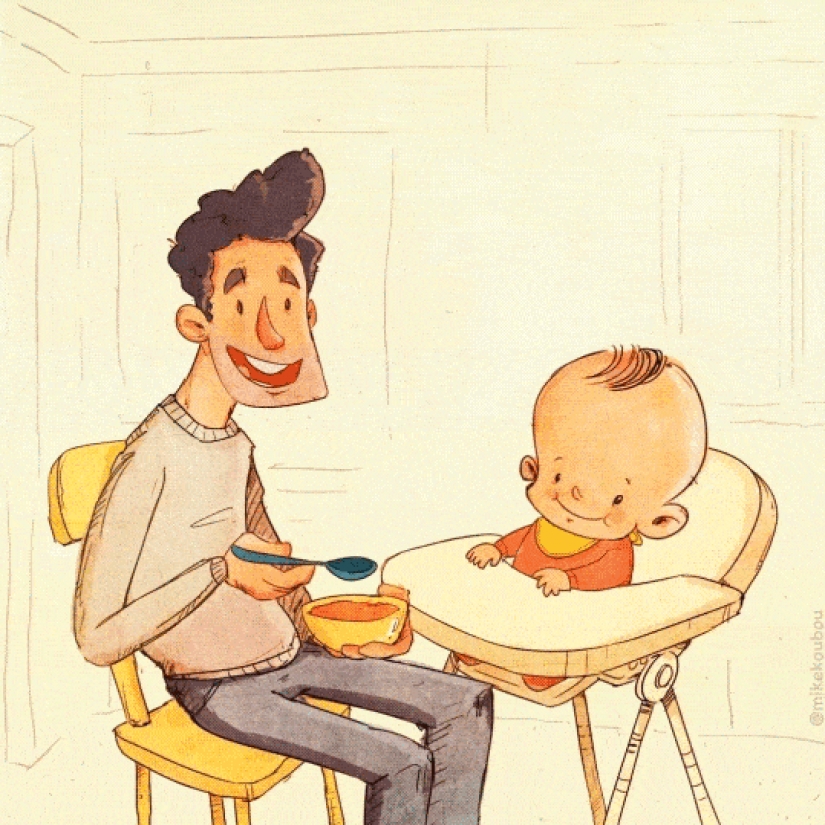 Lack of sleep, chaos, and crying: the artist showed the contrast between the expectation and reality of parenting