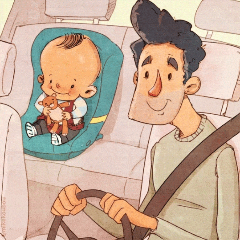 Lack of sleep, chaos, and crying: the artist showed the contrast between the expectation and reality of parenting