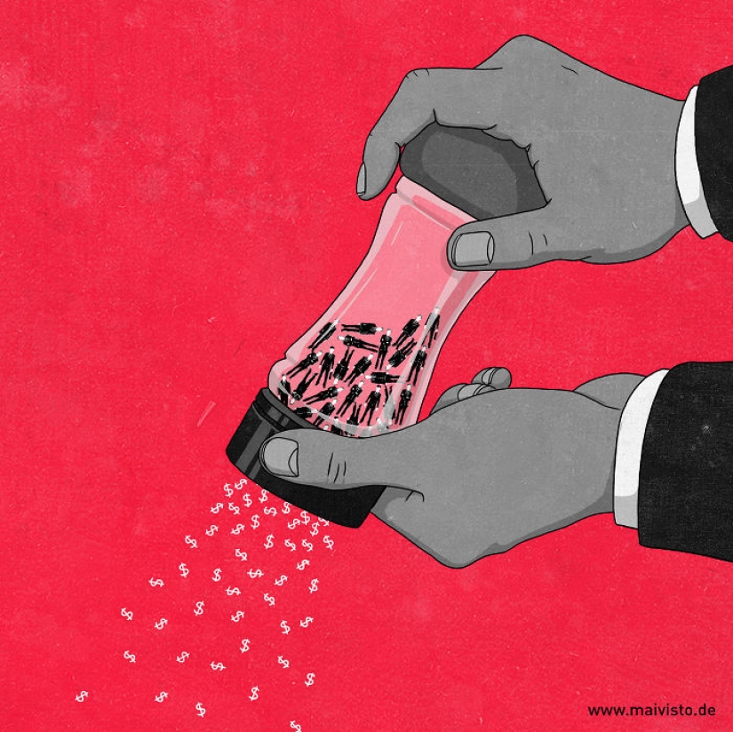 Las ilustraciones despiadadas no son para todos con un significado profundo