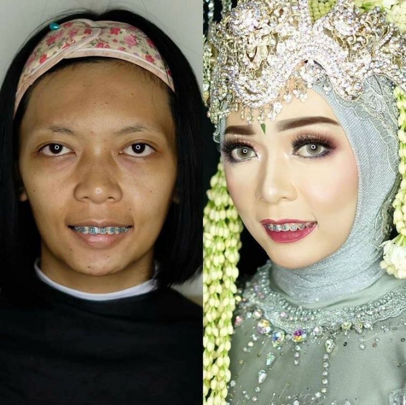 Los milagros de la boda maquillaje Asiático novias antes y después de maquillaje se vea como personas diferentes Los milagros de la boda maquillaje Asiático novias antes y después de maquillaje se vea como personas diferentes