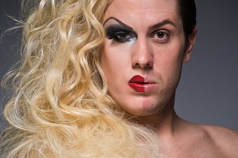 Mostrar la cara de burla a la diva con maquillaje y sin el proyecto Leland Bobba