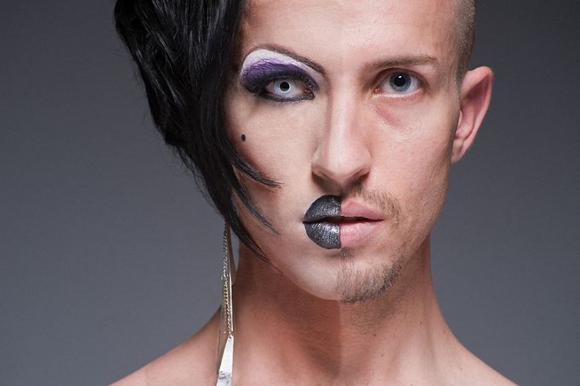 Mostrar la cara de burla a la diva con maquillaje y sin el proyecto Leland Bobba