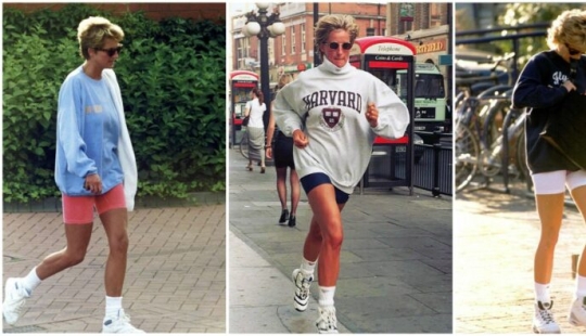 Princesa Diana en bicicletas en la foto de la década de 1990 Princesa Diana en bicicletas en la foto de la década de 1990