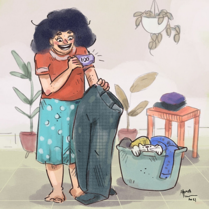 Quarantine life with a cat in illustrations by the Indian artist Annada Menon Quarantine life with a cat in illustrations by the Indian artist Annada Menon