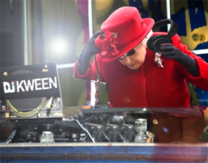 Queen Elizabeth II cuts through the waves and dancing with the king of pop