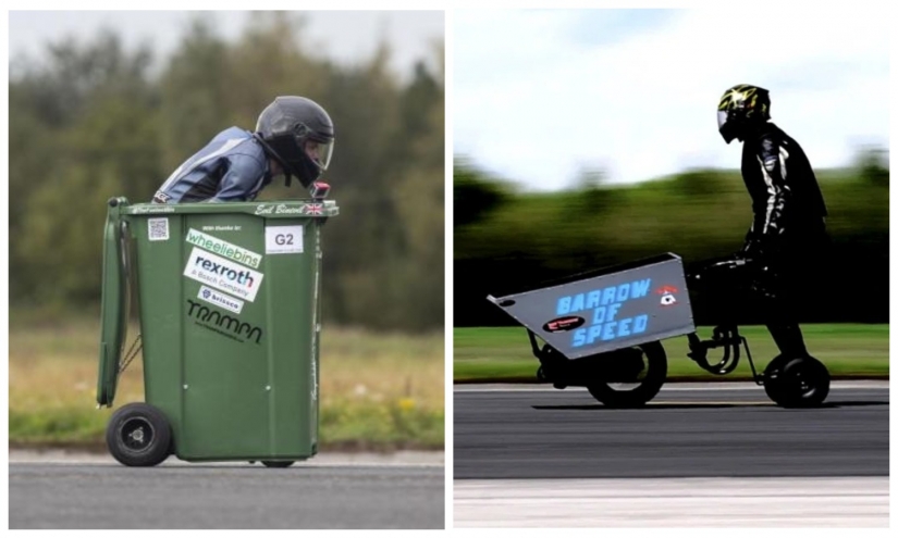 Race on broomsticks, or Ride with the wind in the trash can!