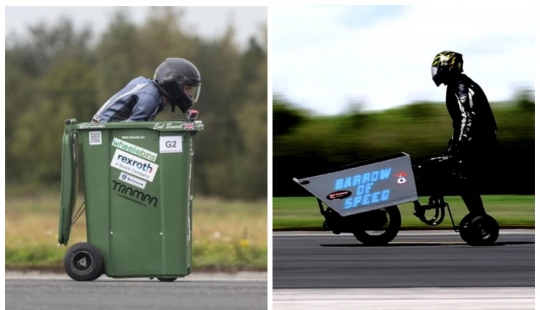 Race on broomsticks, or Ride with the wind in the trash can!