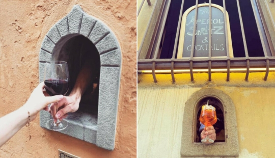 Restaurants in Tuscany are again using "wine windows" made in the Middle Ages during the plague Restaurants in Tuscany are again using "wine windows" made in the Middle Ages during the plague