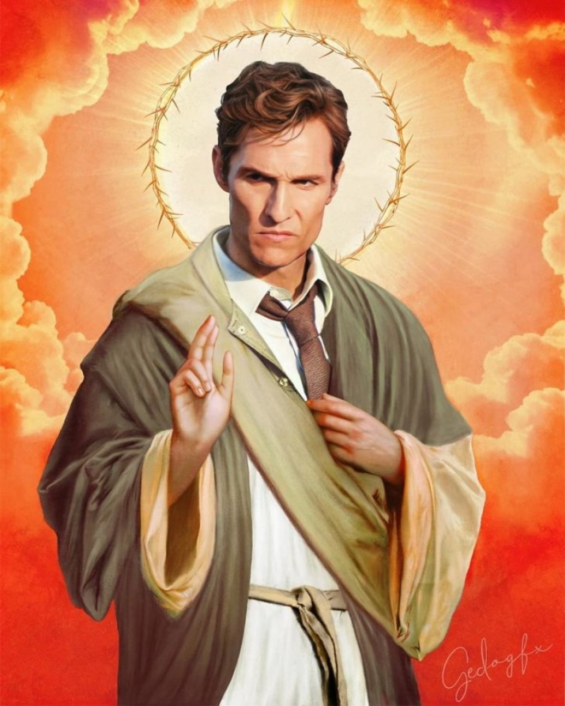 Saint Keanu and other celebrities in the image of saints Saint Keanu and other celebrities in the image of saints