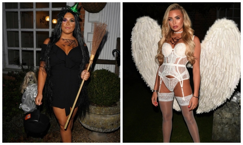 Scary beauty: glamorous participants of the British reality show dressed up for Halloween