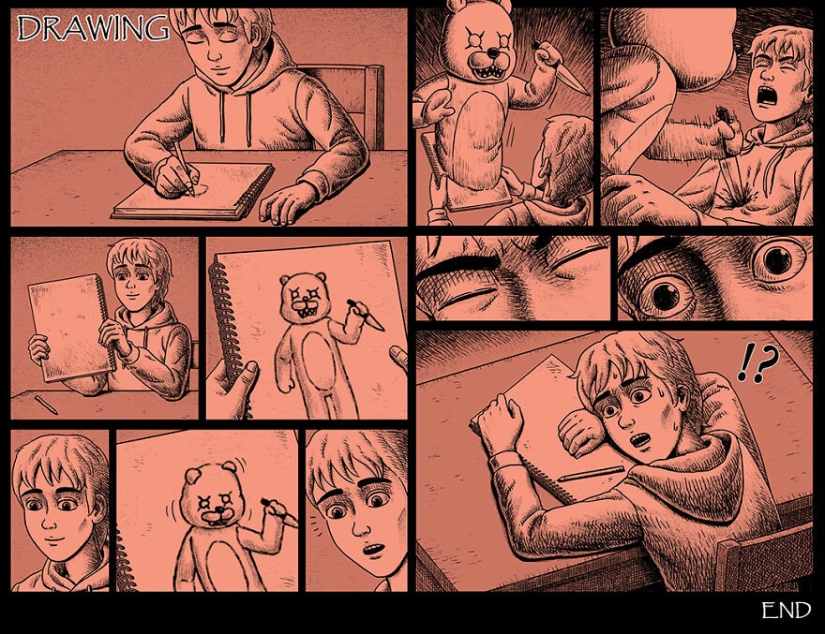 Scary comics with creepy endings from a Taiwanese artist Scary comics with creepy endings from a Taiwanese artist