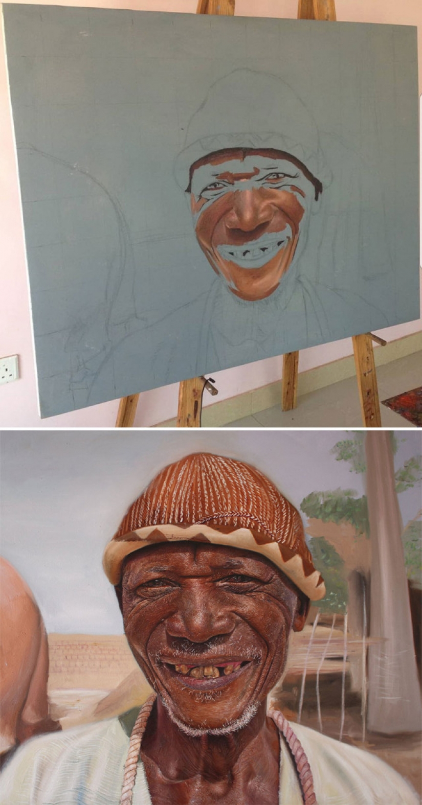 Sketch vs. Final: the artists show their work at the stage of sketch and finished