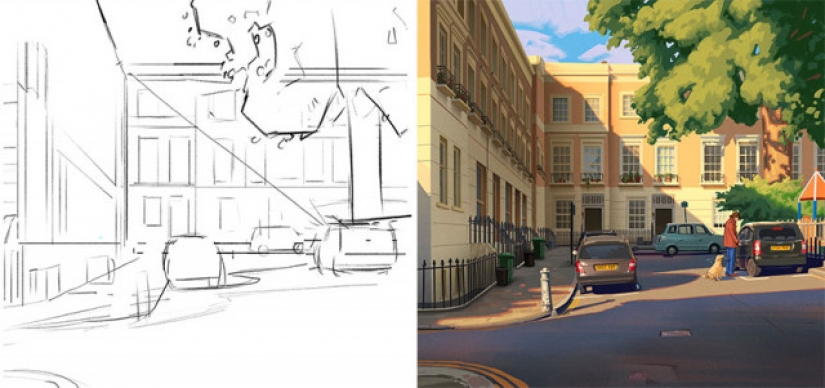 Sketch vs. Final: the artists show their work at the stage of sketch and finished