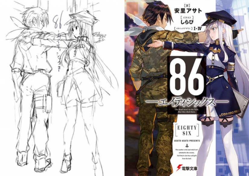 Sketch vs. Final: the artists show their work at the stage of sketch and finished