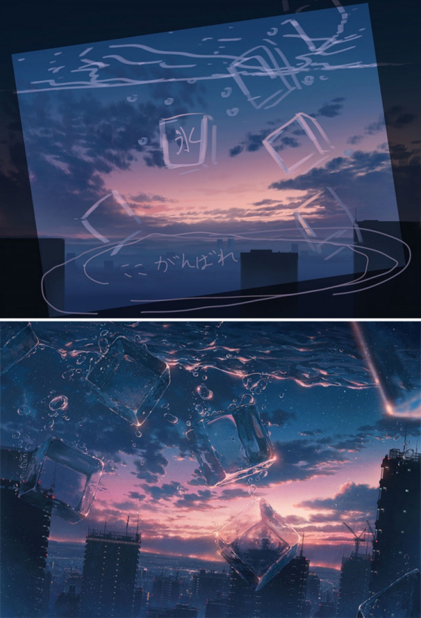 Sketch vs. Final: the artists show their work at the stage of sketch and finished