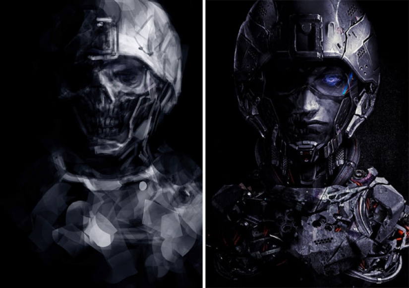 Sketch vs. Final: the artists show their work at the stage of sketch and finished