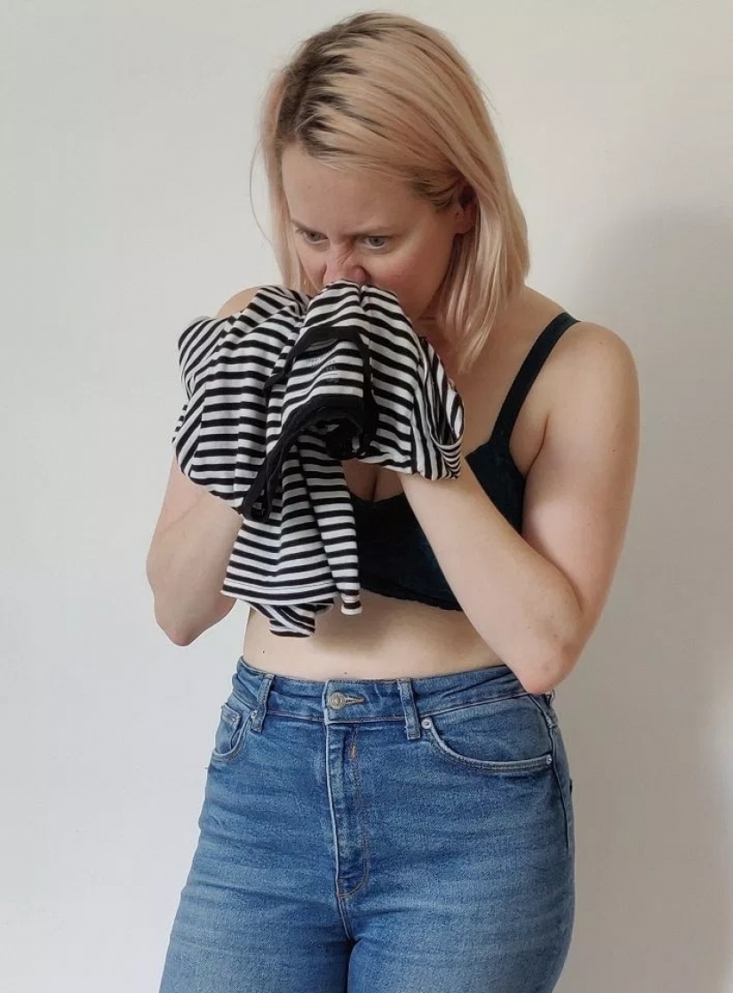 Sucio experimento: el escritor no había lavado la ropa para un mes, con el fin de preservar su nuevo look