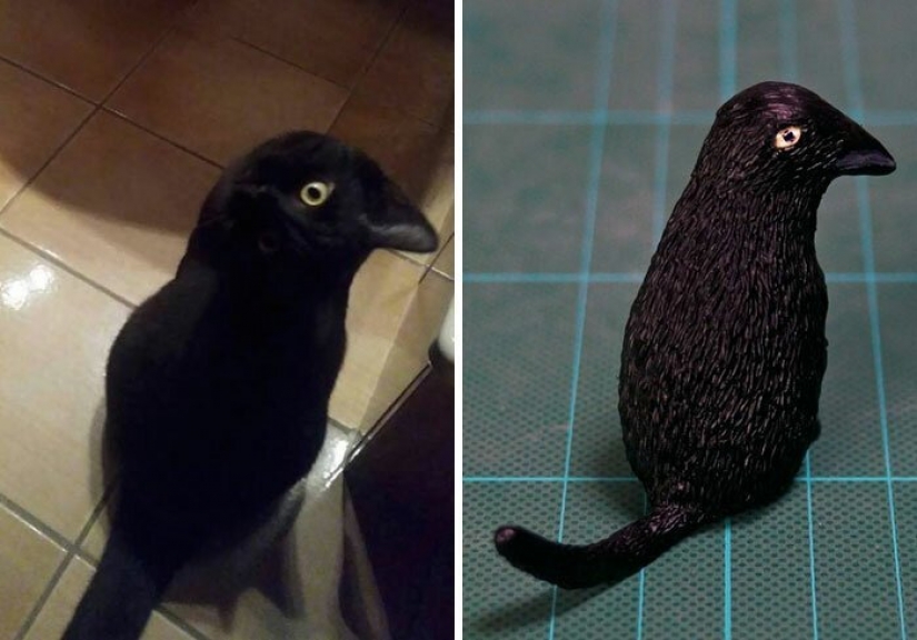 The artist creates figures of animals on the funny Internet meme