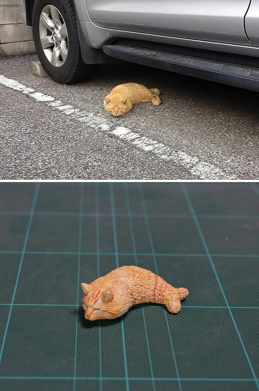 The artist creates figures of animals on the funny Internet meme