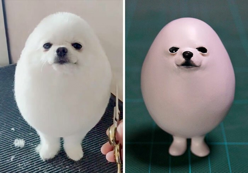 The artist creates figures of animals on the funny Internet meme