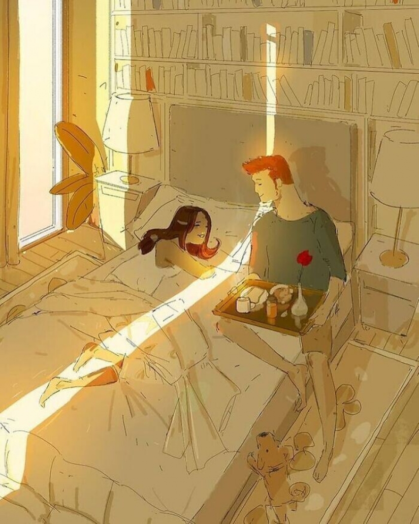 The artist documents the idyllic moments of life with his wife and children The artist documents the idyllic moments of life with his wife and children