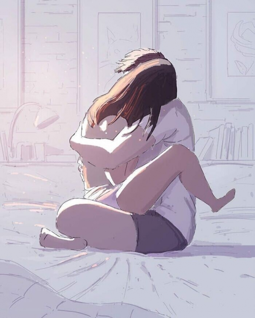 The artist documents the idyllic moments of life with his wife and children The artist documents the idyllic moments of life with his wife and children